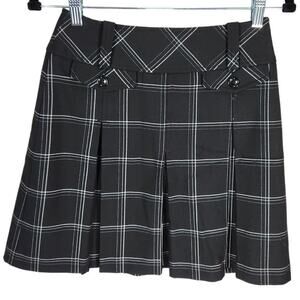 LOFT Skirt Black Plaid Side-Zip Pleated Size 0P